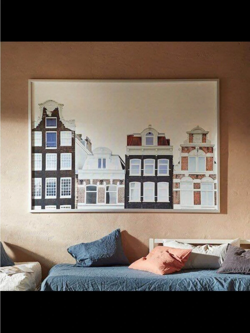 IKEA BJORKSTA Amsterdam Canal Houses Canvas Print Wall Art - Black, White, Brick